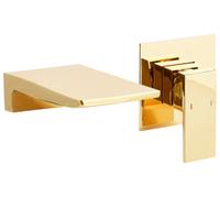 Beliani Wall Mounted Basin Mixer Tap Karuay Brass Gold