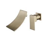 Wall Mounted Basin Mixer Taps Concealed Waterfall Faucet Wall-Mounted Faucet Wash Basin Concealed Embedded Faucet Gold Hot and Cold Brushed Gold