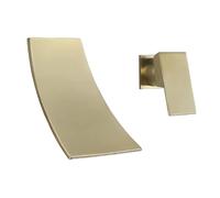 Wall Mounted Basin Taps Waterfall Sink Taps for Basin Taps for Bathroom Basin Mixer Tap Bathroom Sink Single Handle Hot and Cold 2 Hole Installation,Brushed Gold