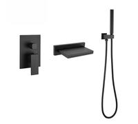 Wall Mounted Bath Mixer Tap Set - Waterfall Shower Head, 3 Mode Bathroom Fixture, Brushed Gold Finish, Bather's Dream - Stylish & Functional Design for Modern Bathrooms LWX