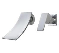 Wall Mounted Bath Mixer Tap - Single Handle Bathroom Faucet, Waterfall Design for Sink, Hot and Cold Mixed Water, All Copper Anti Splash