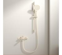 Wall Mounted Bath Mixer Tap with Shower Attachment 3 Mode Holder Adjustable Single Lever Bathroom Shower Tap,Milky White