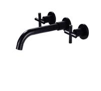 Wall Mounted Bath Taps Antique Black Brass Double Handle Wall Mounted Bathroom Sink Mixer Hot & Cold Basin White/Polished Gold Faucet(Color1)