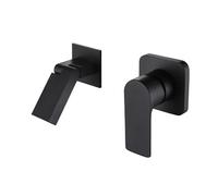 Wall Mounted Bath Taps Basin Faucet Brass Concealed Gunmetal Gray Tap Into The Wall Faucet Hot and Cold Concealed Folding Outlet(Black)