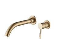 Wall Mounted Bath Taps Basin Faucets Wall Mounted Brass Bathroom Sink Basin Mixer Tap Chrome Faucet Dual Handle Black Bathroom Faucets(Brushed Gold 210)