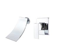Wall Mounted Bath Taps Bathroom Faucet Matte Black Wall Mounted Waterfall Basin Faucets Single Lever Washing Taps Hot Cold Mixer Tap(Color1)