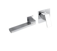 Wall Mounted Bath Taps Brushed Gold Basin Faucet Bathroom in-Wall Black Faucet Hot and Cold Bathroom Sink Tap Basin Mixer Tap Set(Color1)