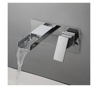 Wall Mounted Bath Taps Chrome & Gun Grey Bathroom Bathtub Faucet Waterfall Water Outlet Wall Mounted with Embedded Box(Color 3)