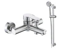 Wall Mounted Bath Taps Into The Wall Water Mixing Valve Hidden Hot and Cold Shower Faucet Bathroom Faucet 304 Stainless Steel Bathtub(Silver Set-Pole)