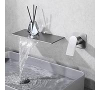 Wall Mounted Bath Taps Slim Hot and Cold Waterfall Tap G1/2 Stainless Steel Sink Taps for Bathroom,Grey