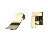 Wall Mounted Bath Taps Waterfall Bathroom Faucet Concealed Wall Mounted Bathroom Sink Mixer Tap Single Lever Wash Basin Faucets Gold/Black(Color1)