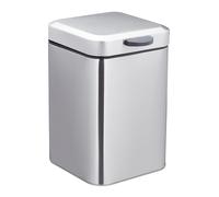 Relaxdays Wall-mounted Bathroom Bin, 3 Litres, Square, with Soft-close Mechanism, HWD: 24.5 x 16 x 23 cm, Silver, Steel, Plastic