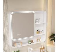 Wall-Mounted Bathroom Cabinet Rectangular Illuminated ty Storage with Touch Button Modern Bathroom with Underneath Storage and One-Click Hardware Solution