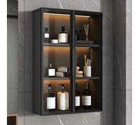 Wall-Mounted Bathroom Cabinet with Door | Versatile Storage for Kitchen Living Room Bedroom and Entrance | Black 50x75x14cm (19.7x29.5x5.5in)