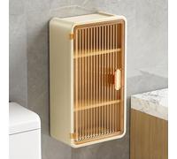 Wall Mounted Bathroom Cabinet with Fluted Translucent Door, Plastic Medicine Cabinet Over Toilet with 2 Adjustable Shelves for Toiletry Skincare