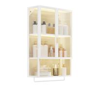 Wall-Mounted Bathroom Cabinet with Glass Doors, Metal Medicine Cabinet with Towel Bar & Detachable Shelves - Over-The-Toilet Storage Solution for Organizing Essentials