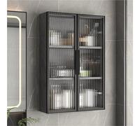 Wall-Mounted Bathroom Cabinet with Glass Doors Space-Savingfor Kitchen & Bathroom Over-The-Toilet Storage Solution Gray Medicine Cabinet (60x14x75cm)