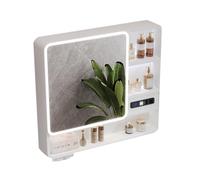 Wall-Mounted Bathroom Cabinet with Mirror Doors, Aluminum Sto nizer with USB Outlets, Open Shelf, Space-Saving Design, 90 x 13 x 70 cm