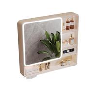 Wall-Mounted Bathroom Cabinet with Mirror Doors, Aluminum Sto nizer with USB Outlets, Open Shelf, Space-Saving Design, 90 x 13 x 70 cm