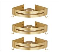 Wall-Mounted Bathroom Corner Shelf - Brushed Gold Aluminum Shower & Shampoo Holder - Stylish 3-Tier Storage Rack for Bath Essentials - Space-Saving Design