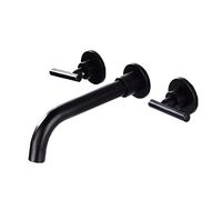 Wall Mounted Bathroom Faucet Black, Solid Brass, 360 Swivel Spout Sink, Mount, Double Cross Handless, Conjoined(One-Way Handle,Split)