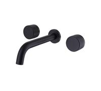 Wall-Mounted Bathroom Faucet Black Two-Handle Lavabo Tap Modern Waterfall Mixer for Sink Stylish Bathroom Sink Faucetand Elegant Design