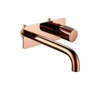 Wall-Mounted Bathroom Faucet Square Solid Brass Basin Mixer Hot and Cold Water Sink Taps Regulate Water Pressure (Rose Gold)