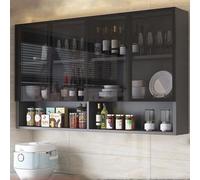 Wall-Mounted Bathroom Glass Display Cabinet,Over-The-Toilet Storage Solution with Hidden Handle,Stylish Decor for Living Room