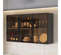 Wall-Mounted Bathroom Glass Display Cabinet,Over-The-Toilet Storage Solution with Hidden Handle,Stylish Decor for Living Room