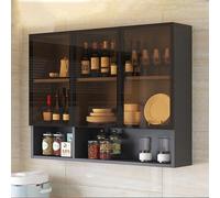 Wall-Mounted Bathroom Glass Display Cabinet,Over-The-Toilet Storage Solution with Hidden Handle,Stylish Decor for Living Room