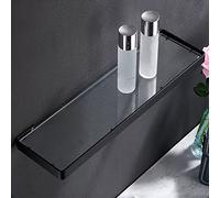 Wall Mounted Bathroom Glass Shelf - Multifunctional Shower Caddy & Dressing Table - Floating Kitchen Spice Rack - Stylish Brushed Finish - 45Cm Storage Solution
