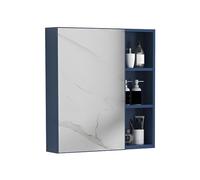 Wall Mounted Bathroom Medicine Cabinet Mirror Single Door with Storage Shelves Rectangle Design Blue Color 55x65x11cm Perfect for nizing Essentials