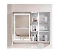 Wall|Mounted Bathroom Medicine Cabinet with Mirror and Lighting| Durable Space|Saving Design| Rust|Free Storage Solution for Bathroom and Living Room (White| 90cm/35.4in)