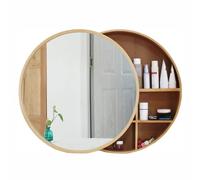 Wall-Mounted Bathroom Mirror Cabinet, 70 cm Wide, Wooden Round Design, Storage Shelf, Stylish Bathroom Furniture, Space-Saving Solution for Organized Home