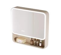Wall-Mounted Bathroom Mirror Cabinet with Demisting Light, One-Button Control, Pre-Wired for Vanities and Basins, Size: 80x13x70cm (B)