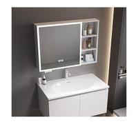 Wall-Mounted Bathroom Mirror Cabinet with LED Light, Stylish Storage for Home, Hotel & Student Dorms, White, 70x68cm (27.5x26.7in) - Space-Saving Design