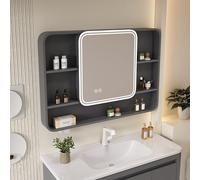 Wall-Mounted Bathroom Mirror Cabinet with LED Lighting, Intelligent Touch Button, Fog Removal Function, Ideal for Diverse Bathroom Storage Solutions