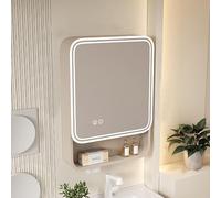 Wall-Mounted Bathroom Mirror Cabinet with LED Touch Button, Rectangle Design, Intelligent Fog Removal, Versatile Storage Solutions