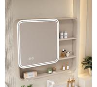 Wall-Mounted Bathroom Mirror Cabinet with LED Touch Button, Rectangle Design, Intelligent Fog Removal, Versatile Storage Solutions