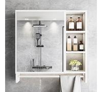 Wall-Mounted Bathroom Mirror Cabinet with Storage, Open Shelves, Integrated Towel Holder, Over-Toilet Storage Organizer, Stylish & Functional Bathroom Solution