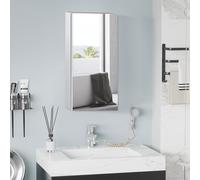 HOMCOM Stainless Steel Mirror Storage Cabinet Wall-mounted Bathroom Wall Mounted Glass Cupboard 4 Pattern-Silver | TJ Hughes Silver