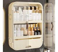 Wall-Mounted Bathroom nizer - Over-the-Toilet Storage Cabinet with Clear Doors & Drawers - Versatile Plastic Bathroom Storage Solution for Space-Saving & Clutter-Free Management