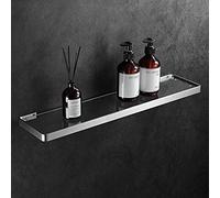 Wall Mounted Bathroom Shelf - 45Cm Black Floating Shower Caddy & Spice Rack - Multifunctional Storage for Cosmetics, Toiletries & Dressing Table - Stylish Glass Design
