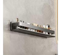 Wall-Mounted Bathroom Shelf - No Drill Adhesive Storage for Shampoo Sponges Razors - Gray 60cm - Space-Saving Shower Accessory Holder