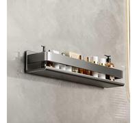 Wall-Mounted Bathroom Shelf - No Drill Adhesive Storage Rack for Shampoo Sponges Razors - Gray 50cm Perfect for Shower and Space-Saving