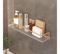 Wall Mounted Bathroom Shelf - Transparent Acrylic Corner Shower Caddy with 2 Layers & Towel Storage Rack, 50cm Floating Dressing Table nizer