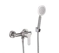 Wall Mounted Bathroom Shower Faucet Set, Stainless Steel Rainfall Handheld Shower Head System (Valve Body and Trim Included)