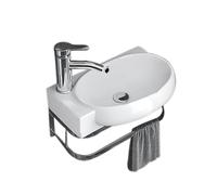Wall Mounted Bathroom Sink, 16" White Ceramic Vessel for Small Spaces, Stylish Space-Saving Lavatory Sink for Contemporary Home Bathrooms