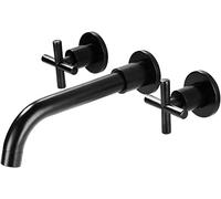 Wall-Mounted Bathroom Sink Faucet Brass Dual Handle Hot & Cold Water Touch Control - Modern Design for Easy Installation and Stylish Upgrade
