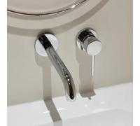 Wall Mounted Bathroom Sink Mixer Tap - Brass 2 Holes Hot & Cold Single Handle Concealed Faucet with Chrome Finish - Modern Basin Tap for Stylish Bathrooms